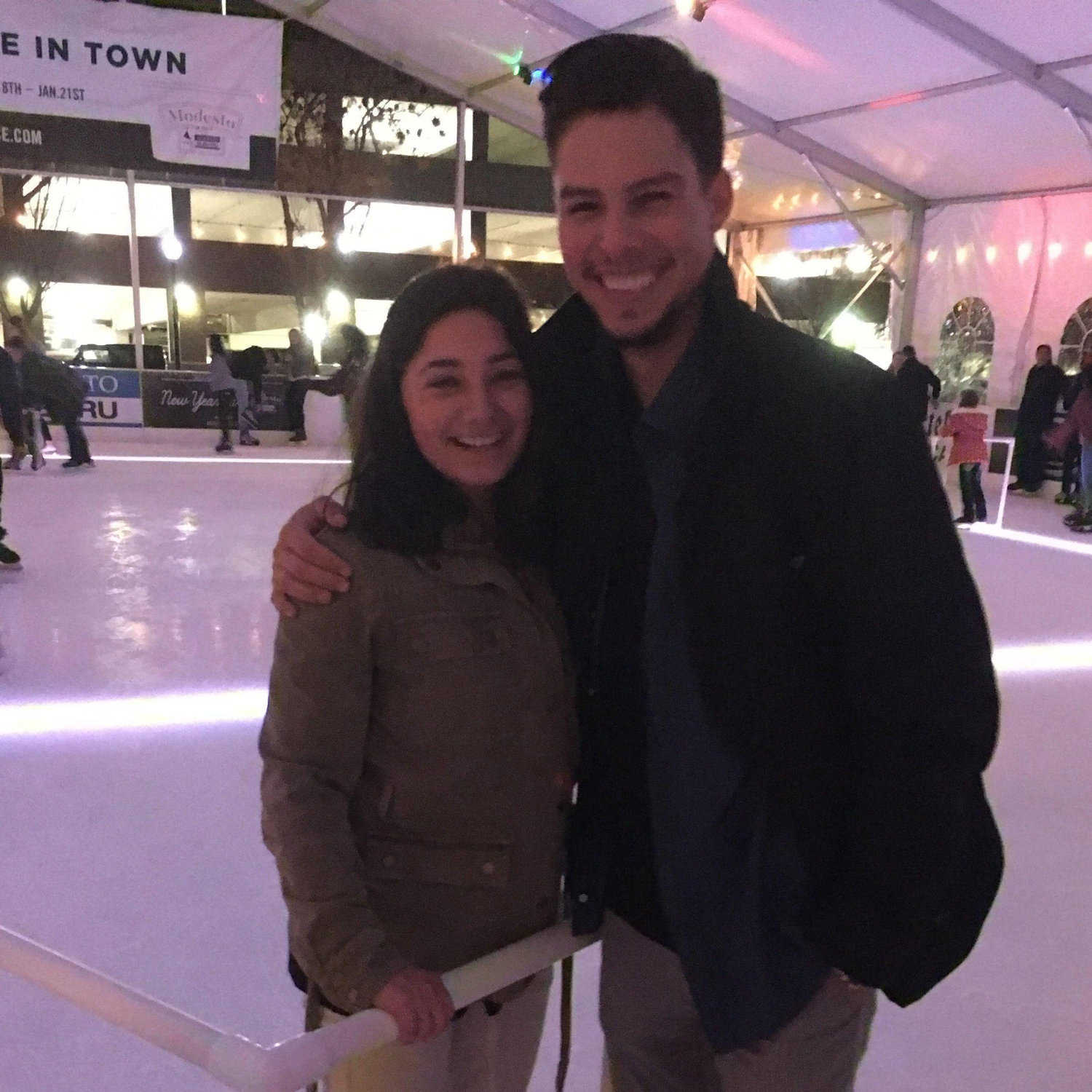 One of our first dates, we went ice skating had a few hard falls. 2017