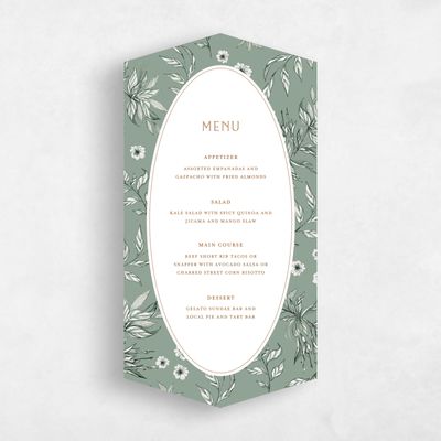 Green Diamond Wedding Menu - Brenton