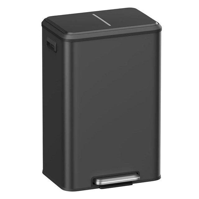 SONGMICS Kitchen Trash Can, 10.5-Gallon (40L) Garbage Can with Lid and Wide Foot Pedal, Soft Close and Stays Open, Black ULTB541B40