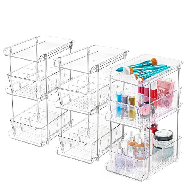 3 Tier Clear Under Bathroom Sink Organizer Pull Out Drawer | Under The Sink Organizer Bathroom Cabinet Organizer | Bathroom Organizer Vanity Medicine | Bathroom Under Sink Organizers And Storage