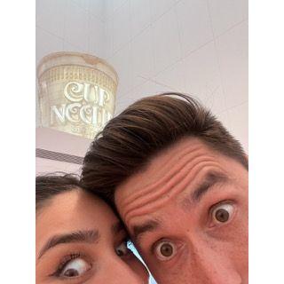 Our favorite pose- this time in Japan at the Cup Noodle Museum!
