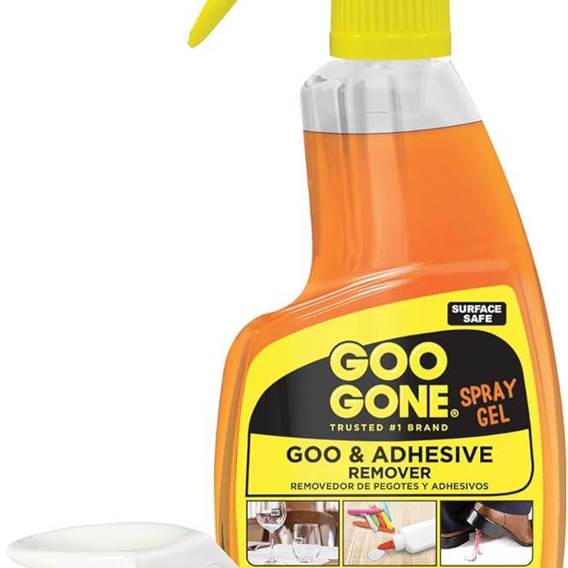 Goo Gone Adhesive Remover Spray Gel, Removes Chewing Gum, Grease, Tar, Stickers, Labels, Tape Residue, Oil, Blood, Lipstick, Mascara, 12 oz with Sticker Lifter