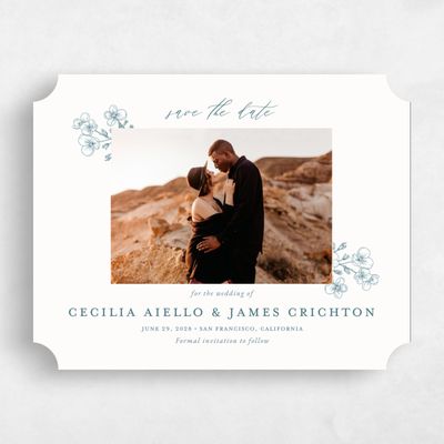 Blue Ticket Wedding Save the Date - Millbrook Photo