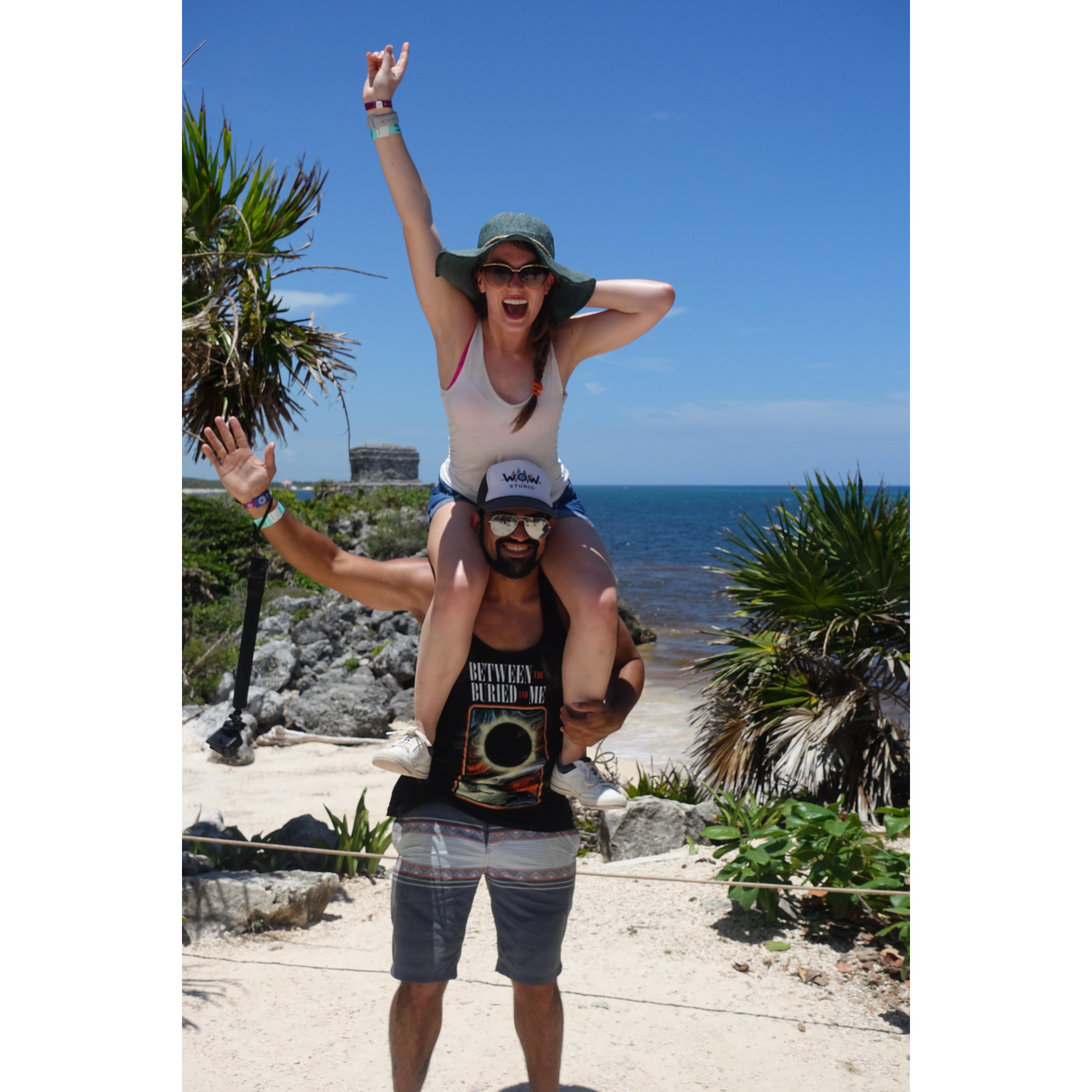 On the Mayan ruins in Tulum!