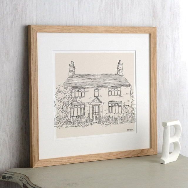 Hand Drawn Bespoke House Sketch, Custom Home Illustration, New Home Gift, Personalised Pen and Ink Art, Housewarming Drawing,