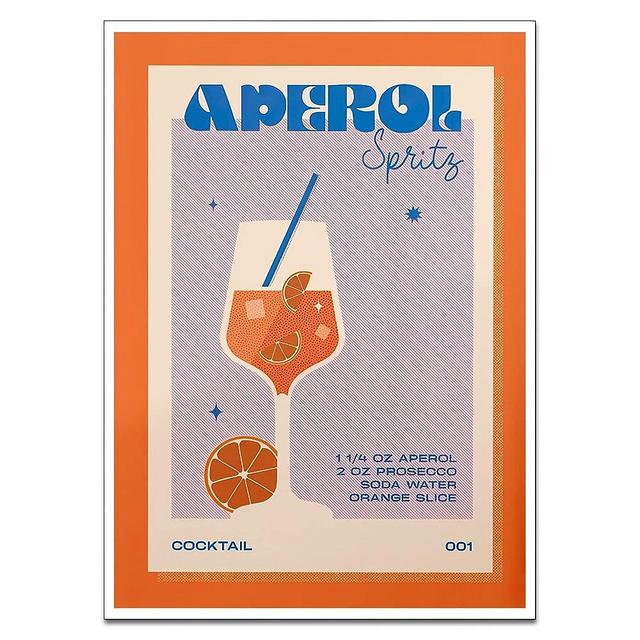 Retro Cocktail Aperol Spritz Poster Blue Orange pink Wall Art posters for room aesthetic vintage bar cart decor for home Kitchen decor prints(16x24inch unframed)