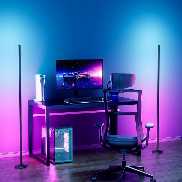 2PCS Corner Floor Lamp,RGB LED Corner Lamp with Remote Control,65" Color Changing Mood Light with Smart App and Remote Control Modern Floor Lamp with Music Sync for Bedroom, Living Room Gaming Room