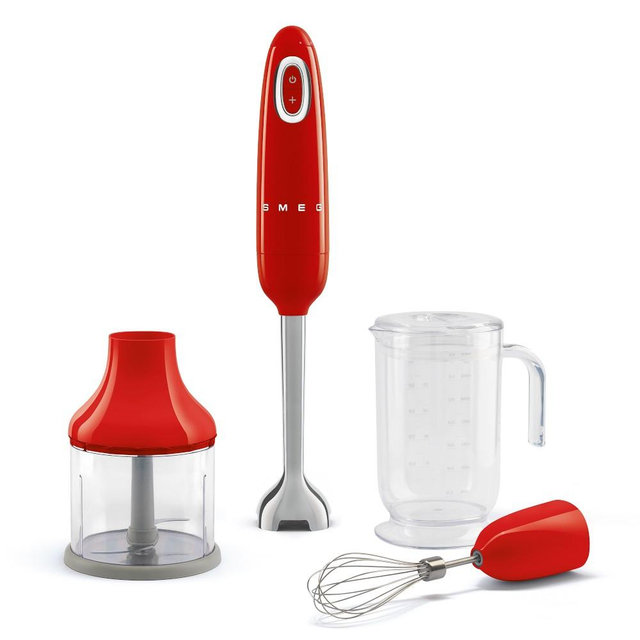 SMEG Retro Hand Blender with Accessories, Red