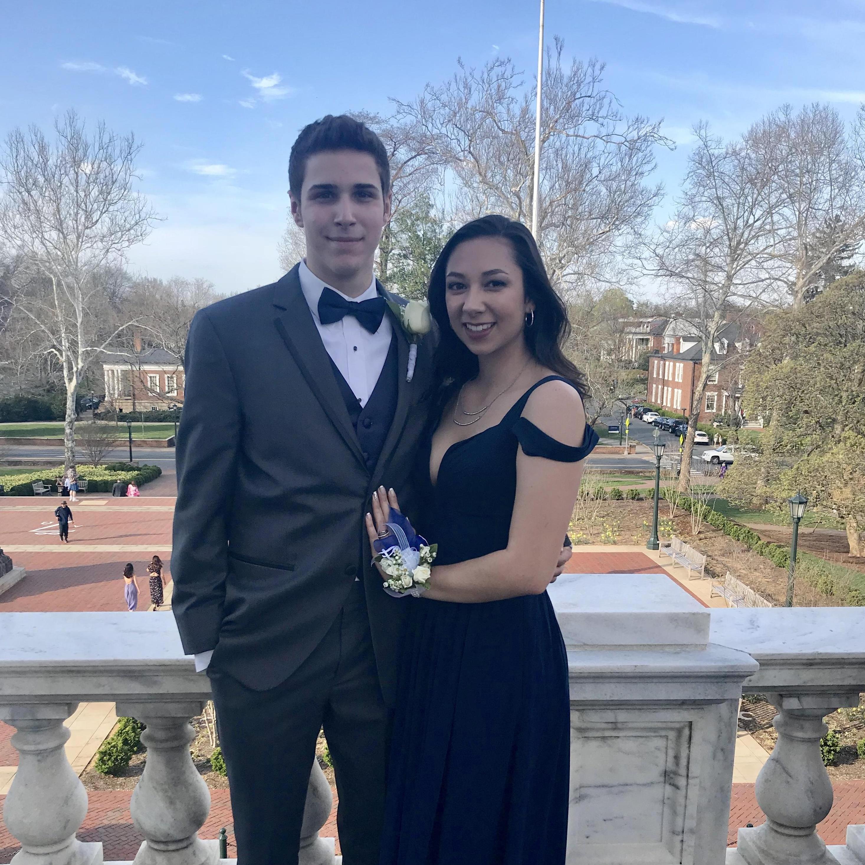 Going to prom, our senior year of high school.