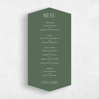 Green Diamond Wedding Menu - Cole