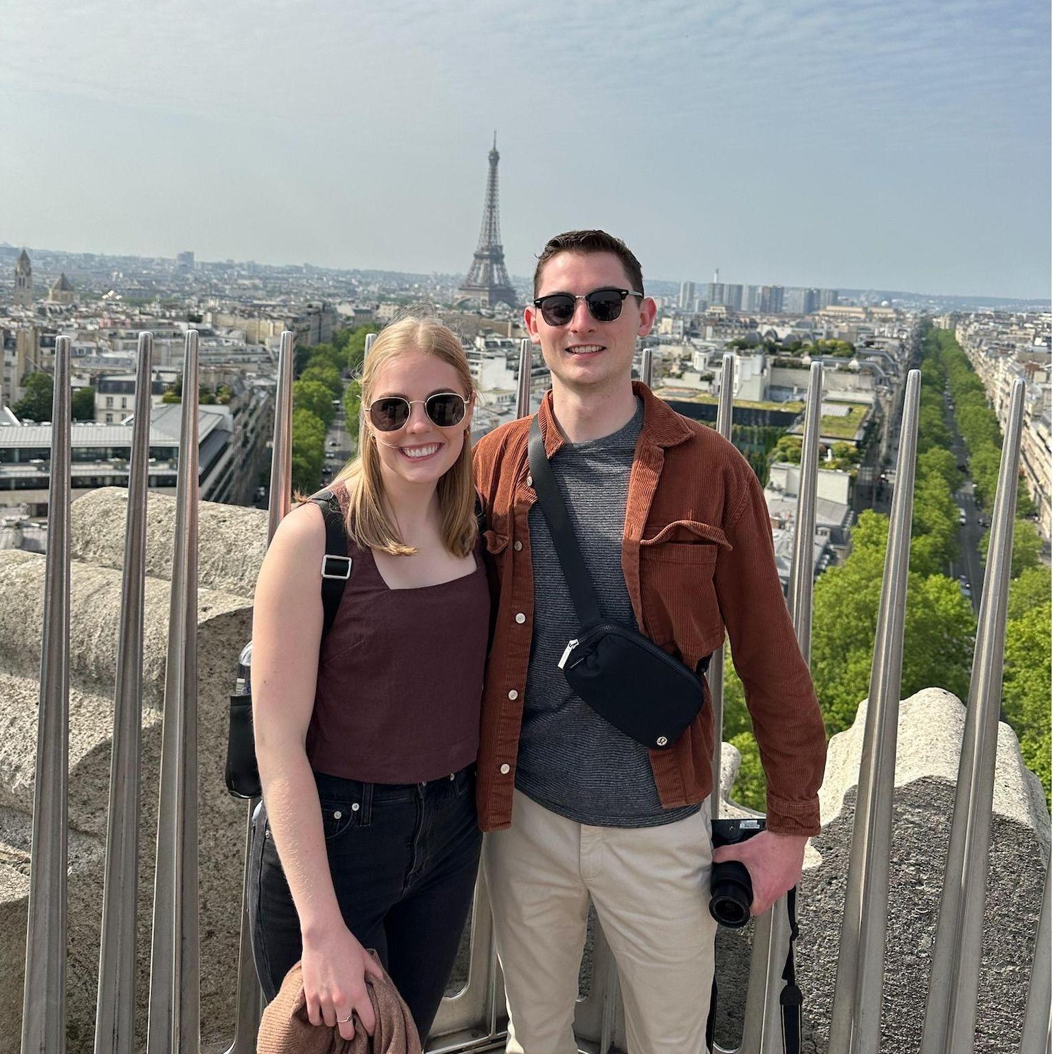 Cheesing from the top of the Arc de Triomphe! Big Paris fans