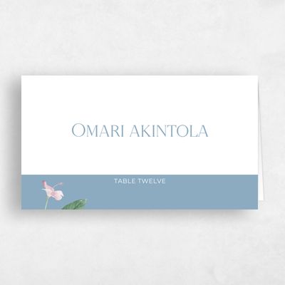 Dusty Blue Wedding Place Card - Katmai