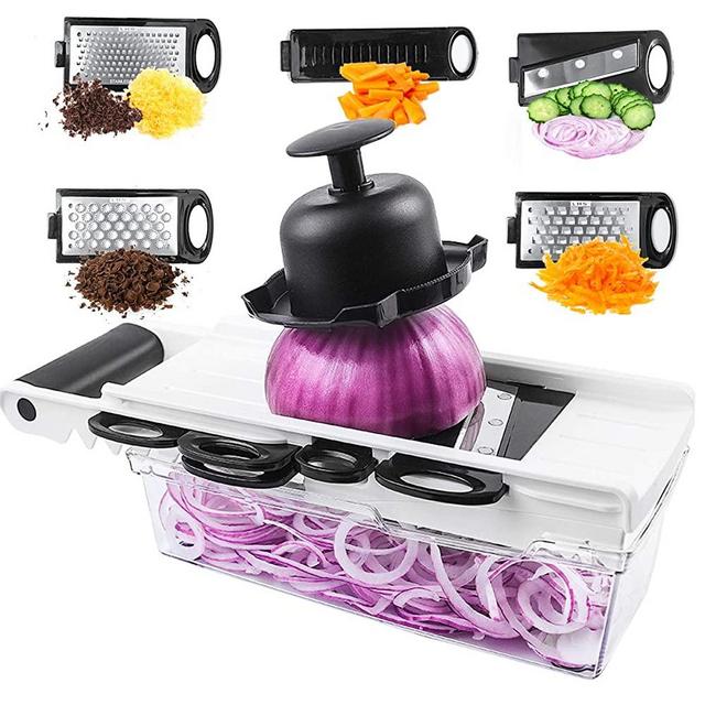 LHS Mandoline Slicer 5 in 1 Vegetable Slicer and Chopper Veggie Slicer with Container Onion Slicer, Grater, Cutter for Potato and Tomato