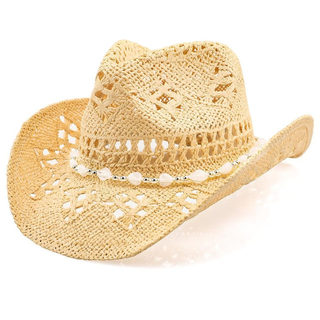 WQWOVRVO Cowboy Hat,Cowgirl Hat,Cowboy Hats for Women/Mens/Straw Wide with Shapeable Brim Cowboy Hat for Womens/White/Black.