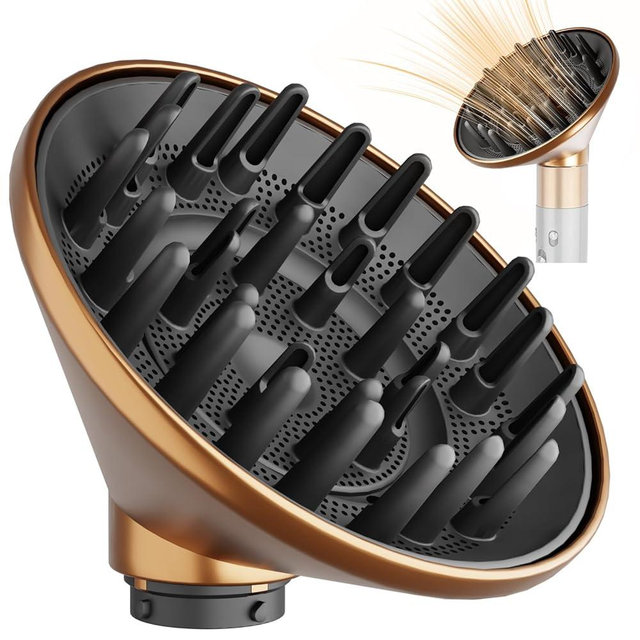 YTCHYYSK Large Diffuser Attachment Compatible with Dyson Airwrap, Upgraded Bigger Diffuser Nozzle to Dryer Faster and Define Curls Hair, Gold