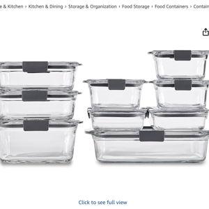 Rubbermaid Brilliance Glass Food Storage Containers, Assorted Sizes, Set of 9, BPA-Free, Leak-Proof, Clear