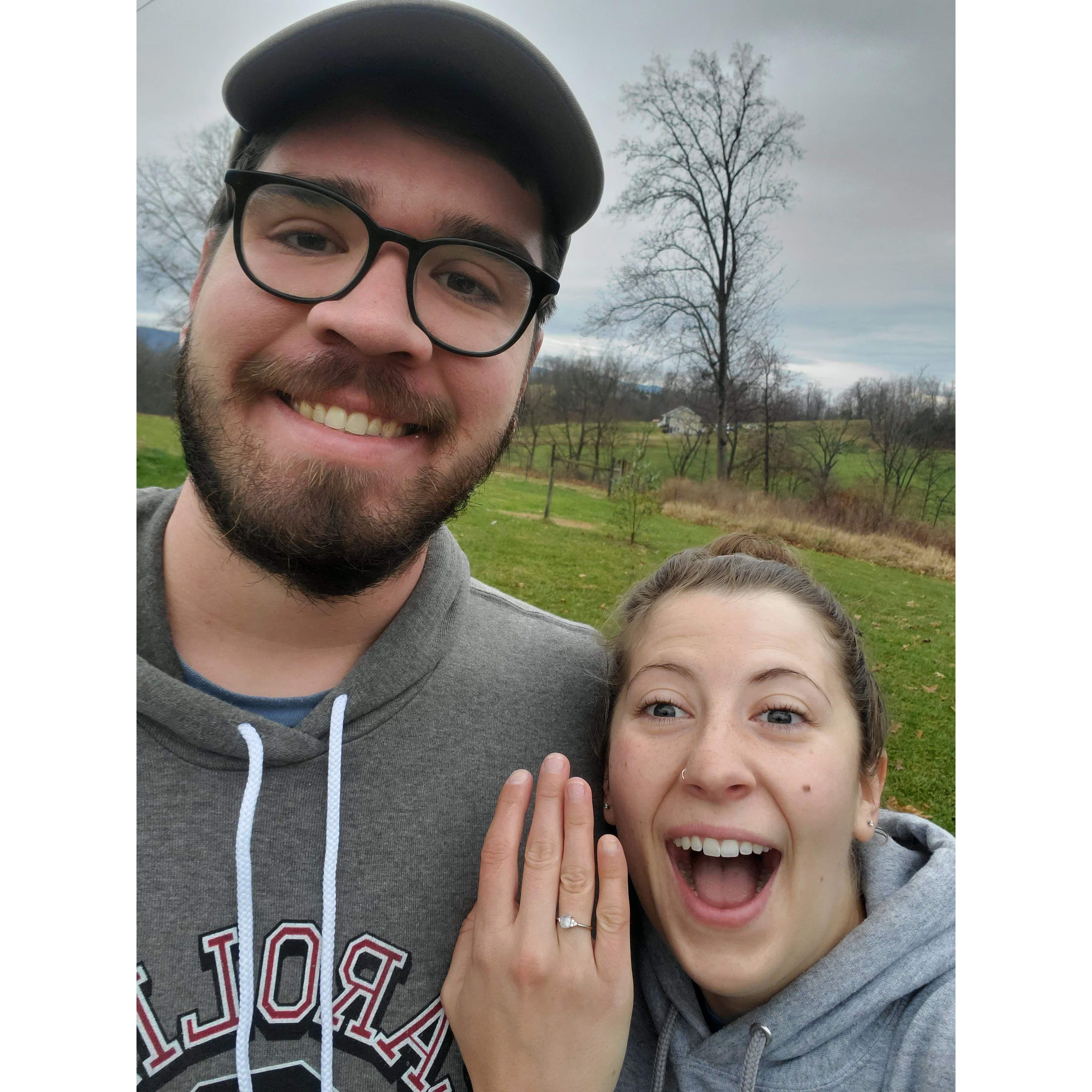 Recreating our engagement photo op, one year later! 