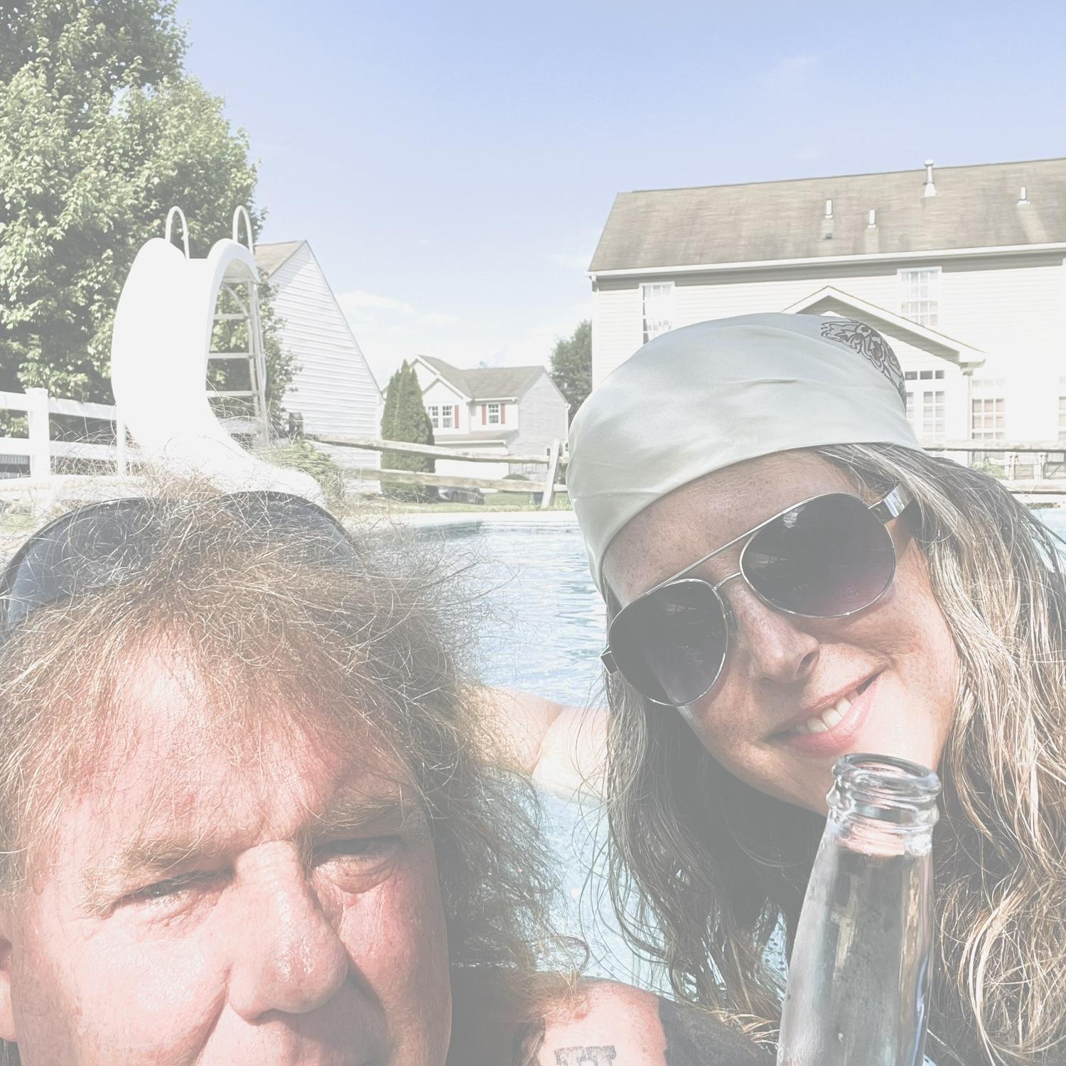 Relaxing in the pool.