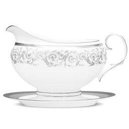 Noritake China - Summit Platinum Gravy Boat with Tray, 16 oz.
