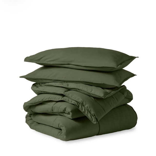 CYPRESS GREEN - King/Cal King Down Alternative Box Stitch Comforter Set