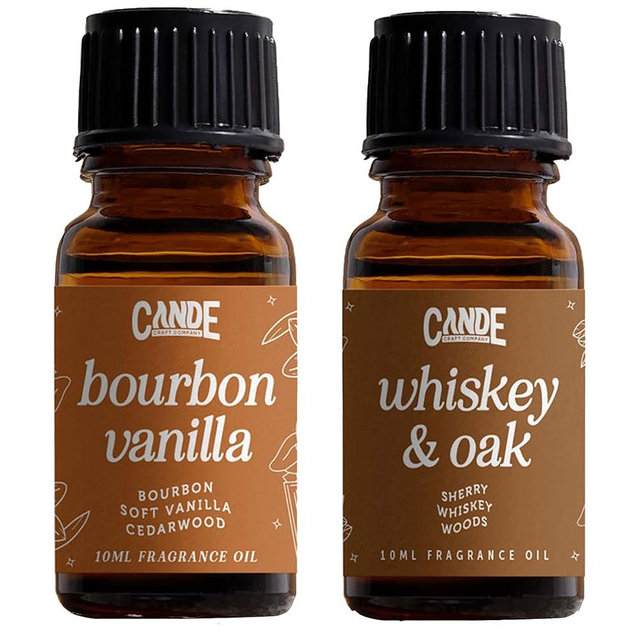 CANDECraftCo Premium Fragrance Oil – Diffuser Oils Fragrances Scented for Home, Candle Soap Making Supplies, Aromatherapy Blends for House (0.34 Fl Oz) (2-Pack, Bourbon Vanilla & Whiskey & Oak)