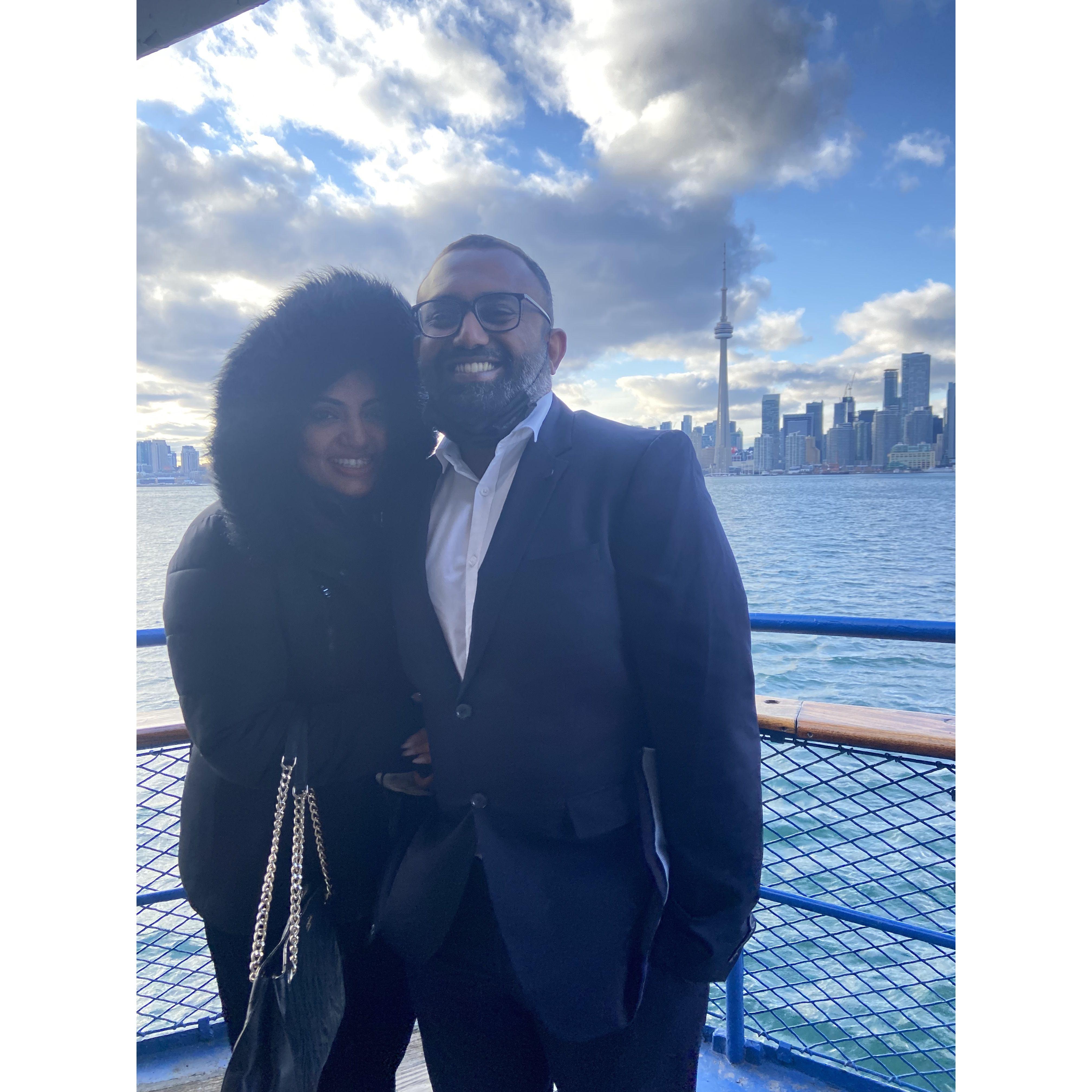 The ferry ride back from Toronto Islands right after Tushar popped the question.