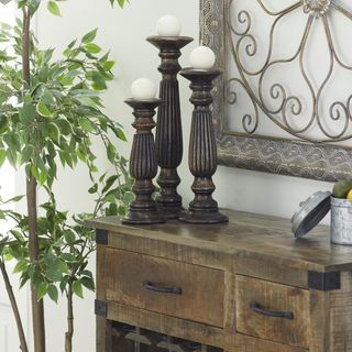 3-Piece Mango Wood Candle Holder Set