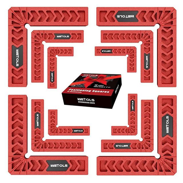 WETOLS 12PCS Positioning Squares, 90 Degree Right Angle Clamp Woodworking Tools for Handyman, Christmas Gifts Stocking Stuffers for Men, Square Clamp for Carpenter DIY Photo Frames, Boxes, etc - WE867