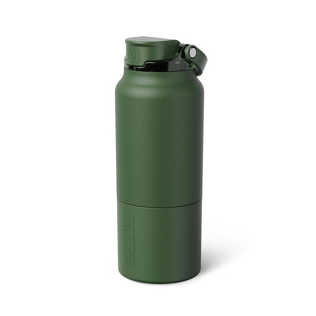 BrüMate Rise 35oz Water Bottle With 100% Leakproof Covered Silicone Straw | Insulated Stainless Steel Water Bottle With Removable Straw | Fast Flow | Soft Sip Silicone Spout | BPA-Free (OD Green)