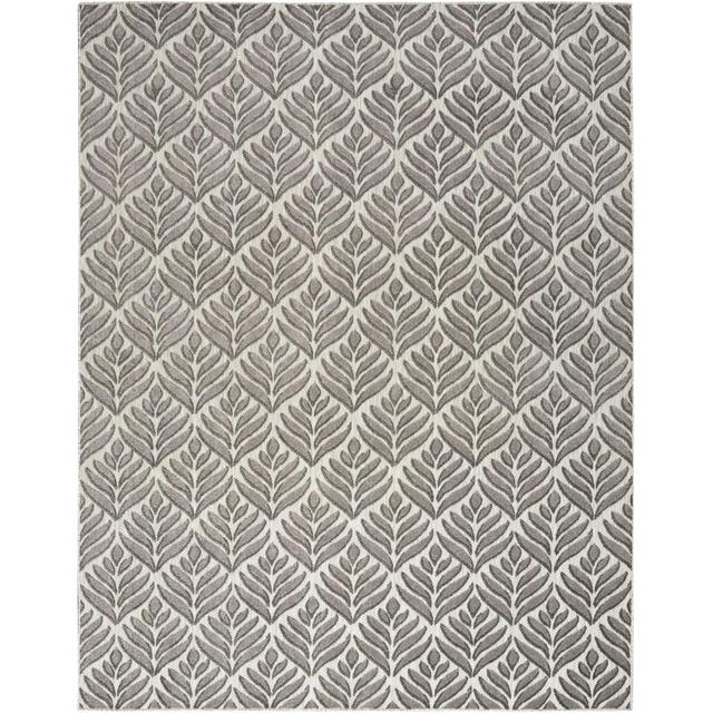 Nourison Aloha Tropical Palm Flatweave High-Low Indoor Outdoor Area Rug Charcoal 6' x 9'
