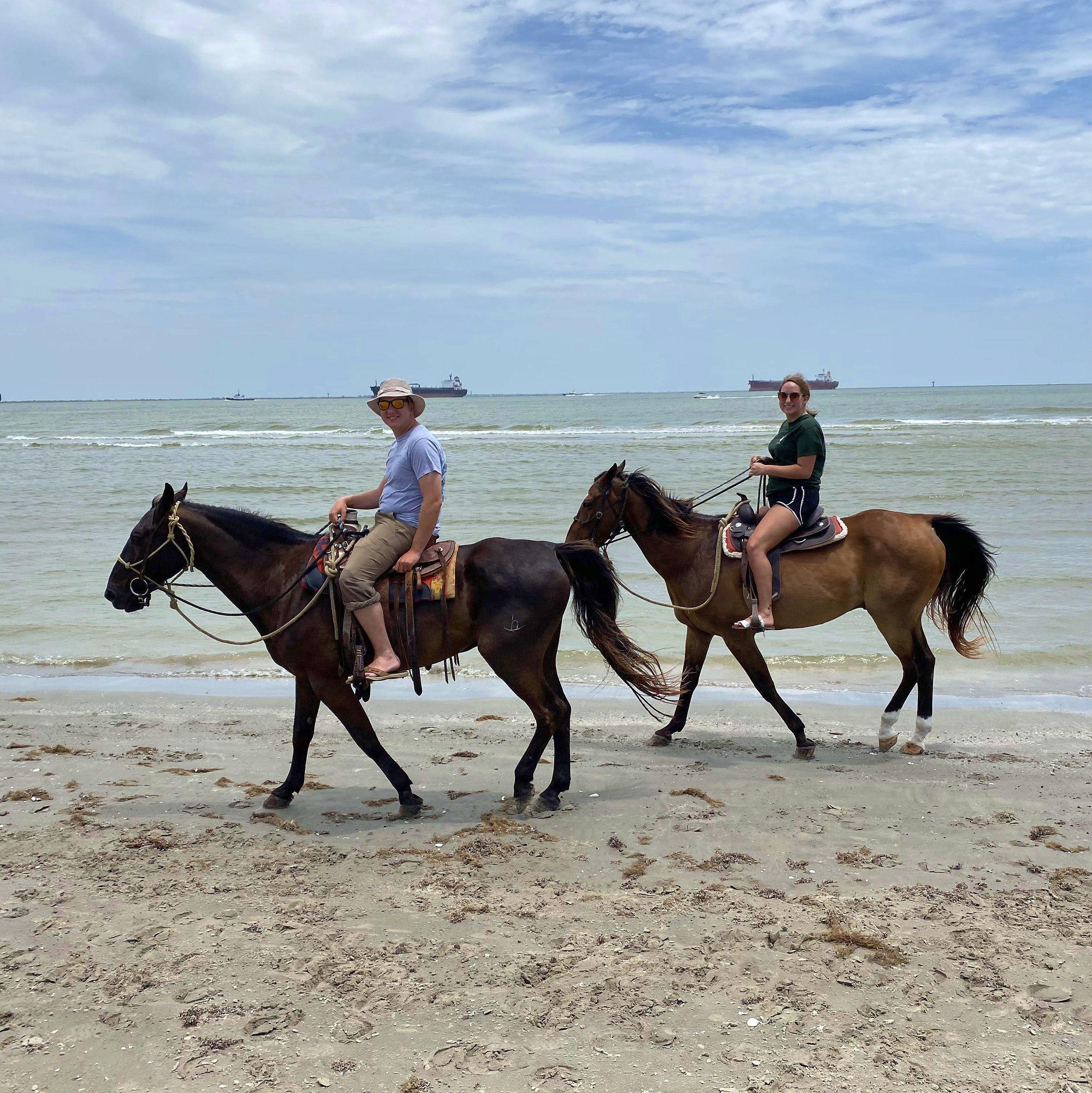 We kept our weekends busy with trying new things in the area! Horseback riding together on the beaches of Galveston, Texas on July 12, 2020.