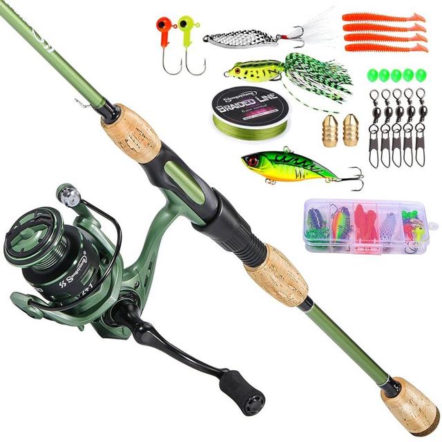 Sougayilang Spinning Fishing Rod Reel Combos, 2 Pc Sensitive Rod with Spinning Reel for Freshwater Fishing- Spinning 6'0" with 2000 Reel Full Kit