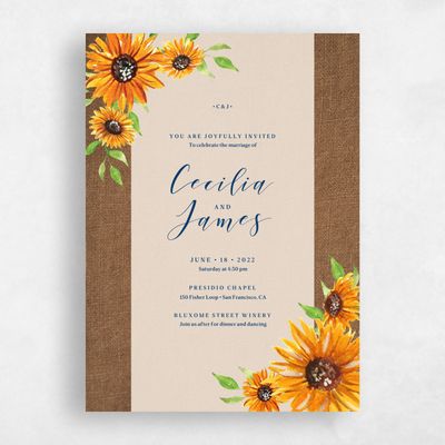 Brown Floral Wedding Invitation - Sunnyridge Border