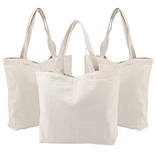 Canvas Grocery Bag, 3 Pack Segarty 20X15in Reusable Large Shopping Plain Cotton Bags, Natural Shoulder Bags Personalized Tote Bag Perfect for DIY Projects Painting Crafting Decorating