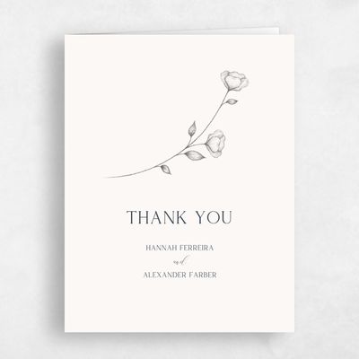 Beige Floral Wedding Thank You - Luana Portrait