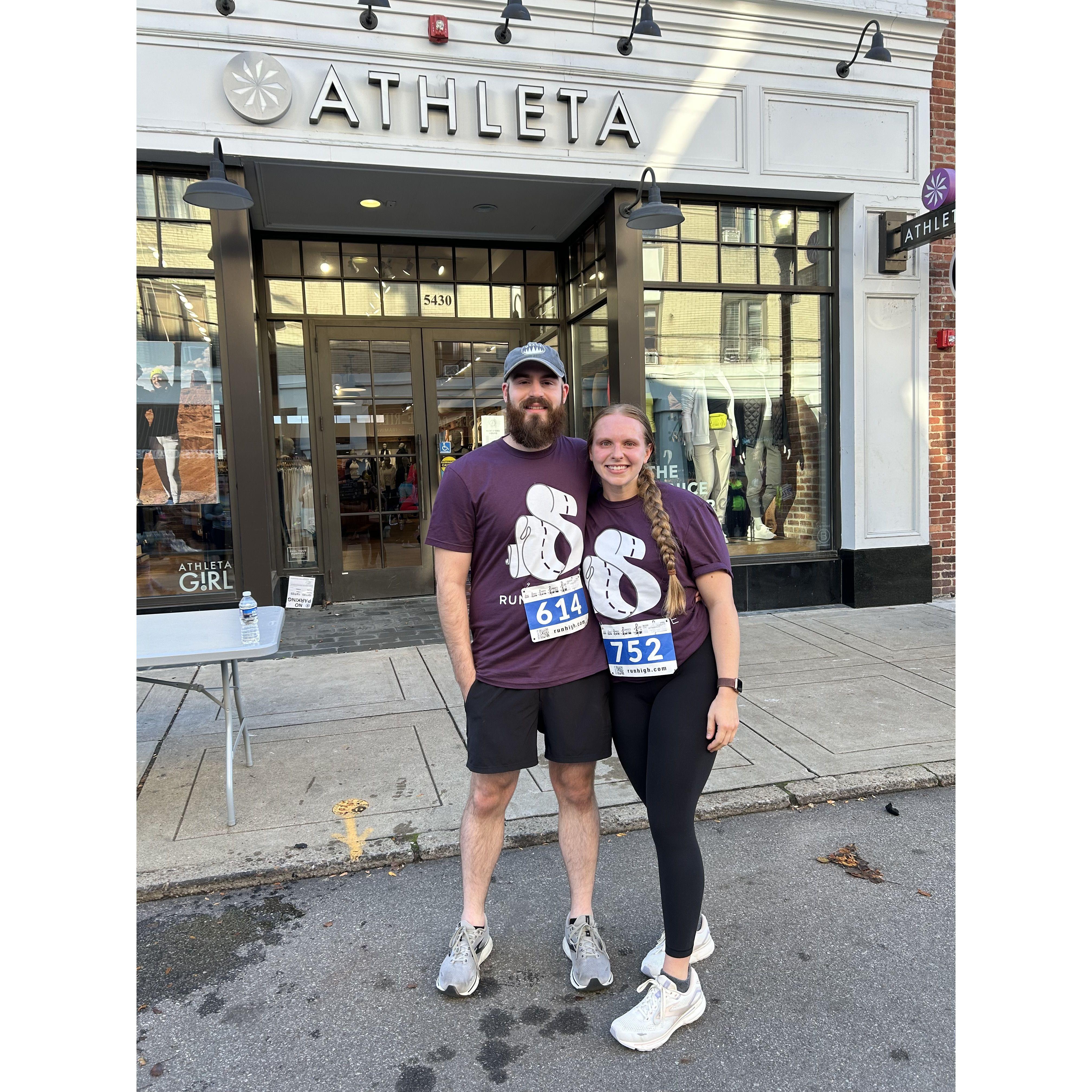 Our first 5k together when we both nearly didn't make it but somehow did :)