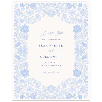 Dark Pastel Blue Wedding Digital Save the Date - Juliet Portrait