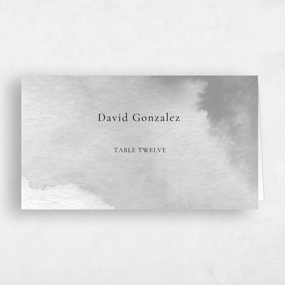 Gray, Grey Wedding Place Card - Livonia