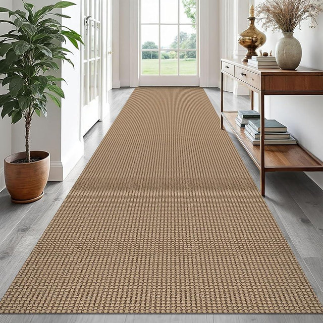 EARTHALL Runner Rug 3x16 Ft Washable Runners for Hallways Extra Long Woven Non Slip Entryway Runner Braided Kitchen Runner Indoor Outdoor Carpet Runners for Hotels, Hall, Stair, Orange/Tan/Brown