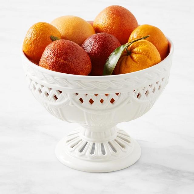 Ravello Fruit Bowl White Porcelain Pedestal