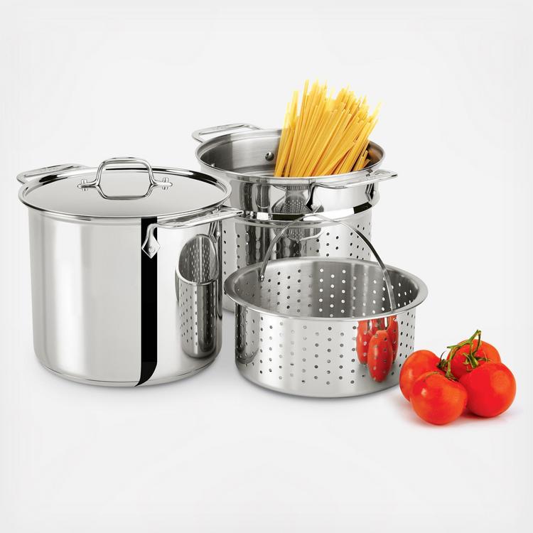 ALL-CLAD 12 QT Multi Pot 4 Piece Stock Pot Pasta & Steamer Inserts w/ Lid