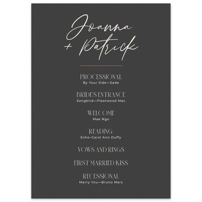 Dark Charcoal, Black Wedding Program - Hannegan