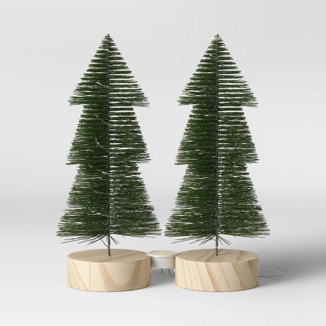 LED 2pk Christmas Tiered Bottle Brush Trees Green - Threshold™
