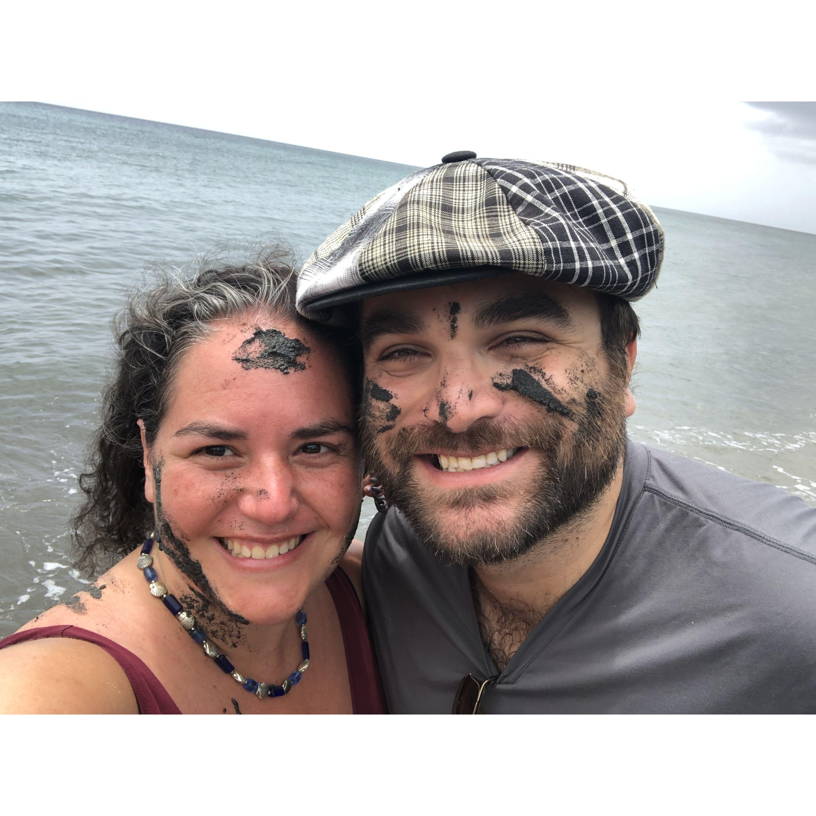 At the black sand beach in Vieques, Puerto Rico!