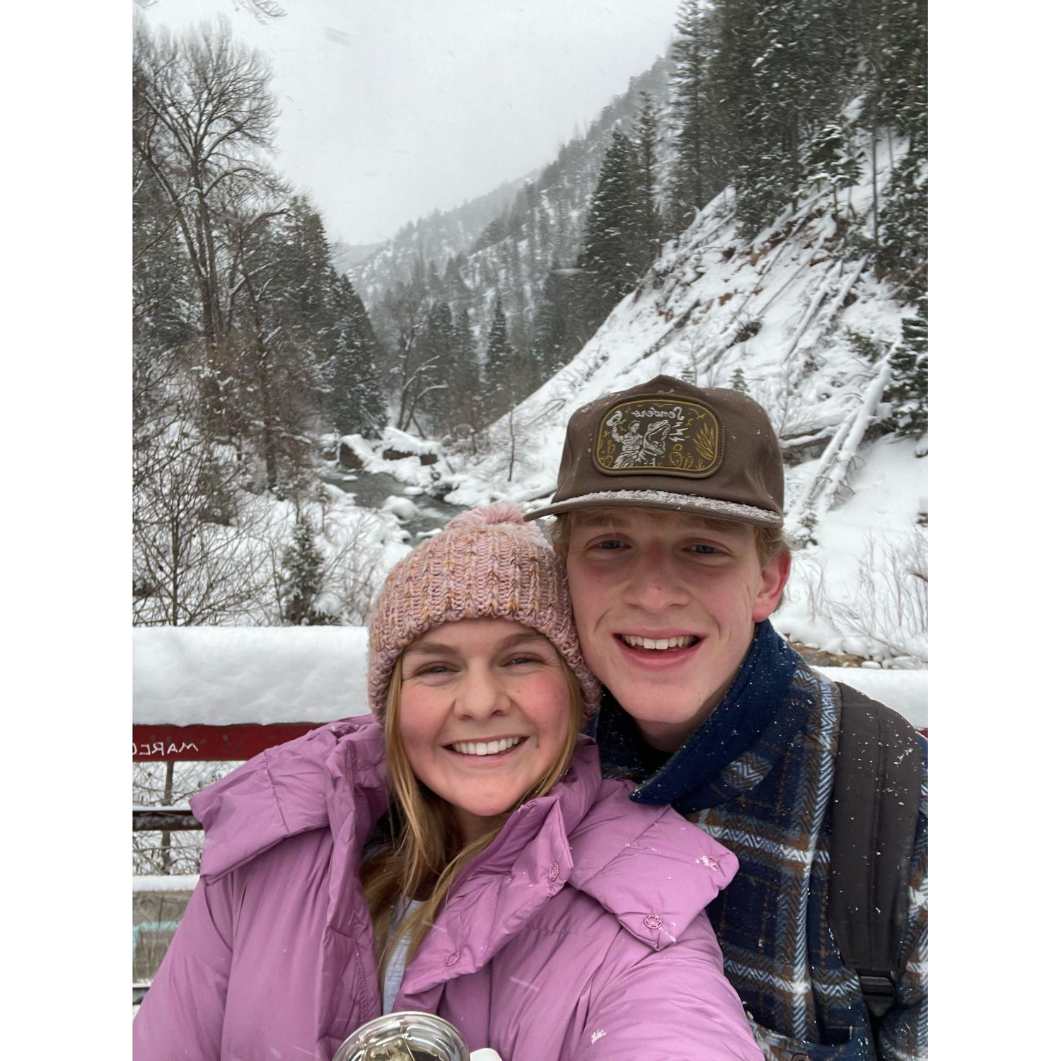 A snowy hike to the 5th water hot springs in Utah