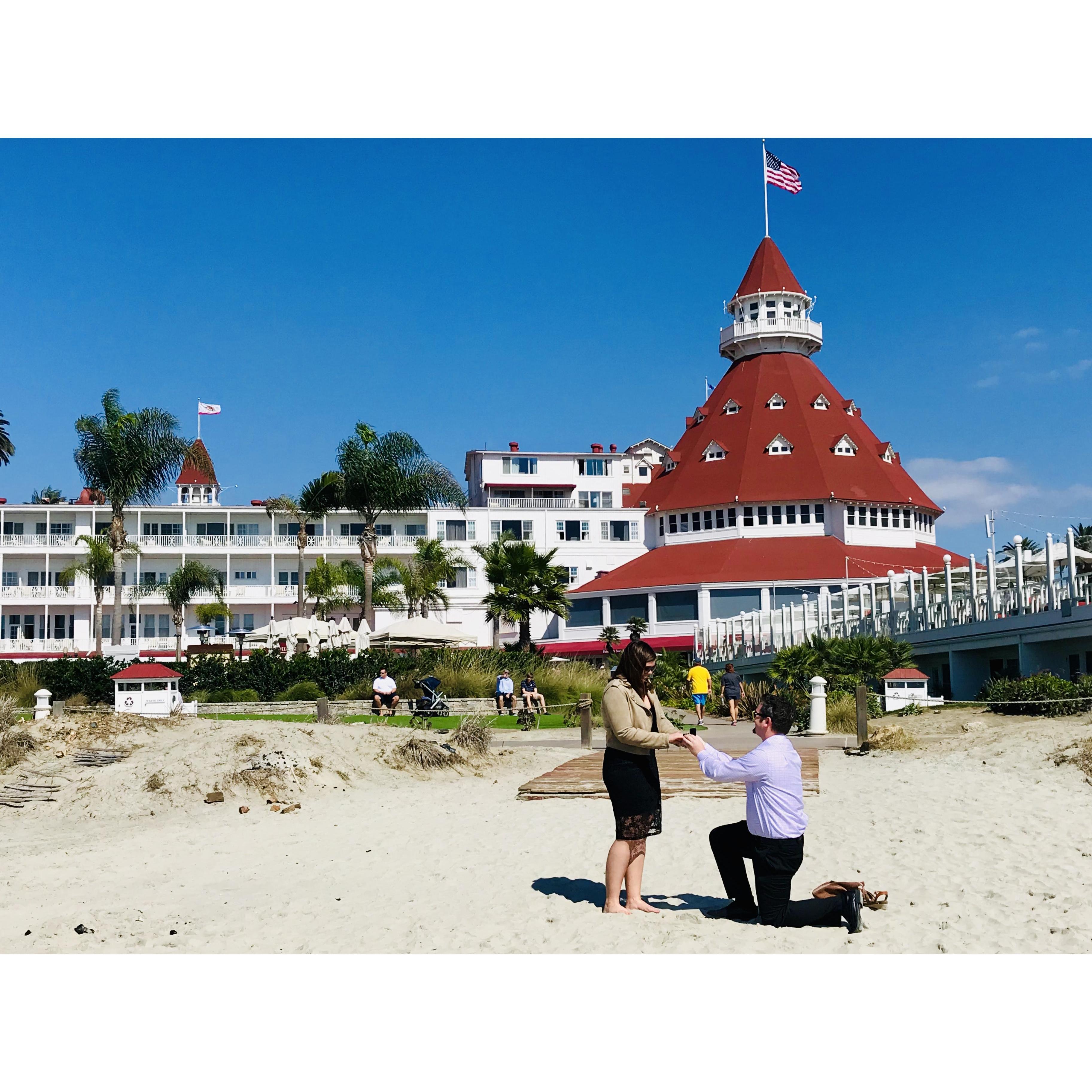 October 2018 - The day he asked and she said yes! - Hotel Del Coronado CA