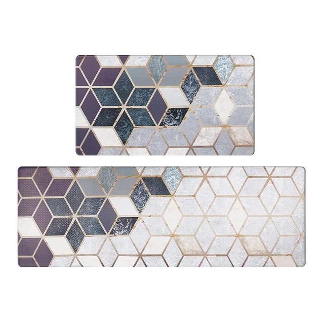 Pursqual Kitchen Mat Cushioned Anti Fatigue Kitchen Floor Mat Set of 2PCS, Waterproof Non Slip Kitchen Rugs, Ergonomic Foam Comfort Standing Kitchen Mats for Floor, Kitchen, Office, Sink, Laundry