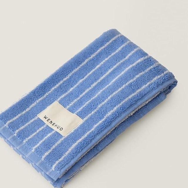 WENSHUO Azure Holiday-Striped Pure Cotton Hand Towel,100% Combed Cotton,Luxury Towel,Super Absorbent(Pack of 1) (29.53" L × 13.39" W)