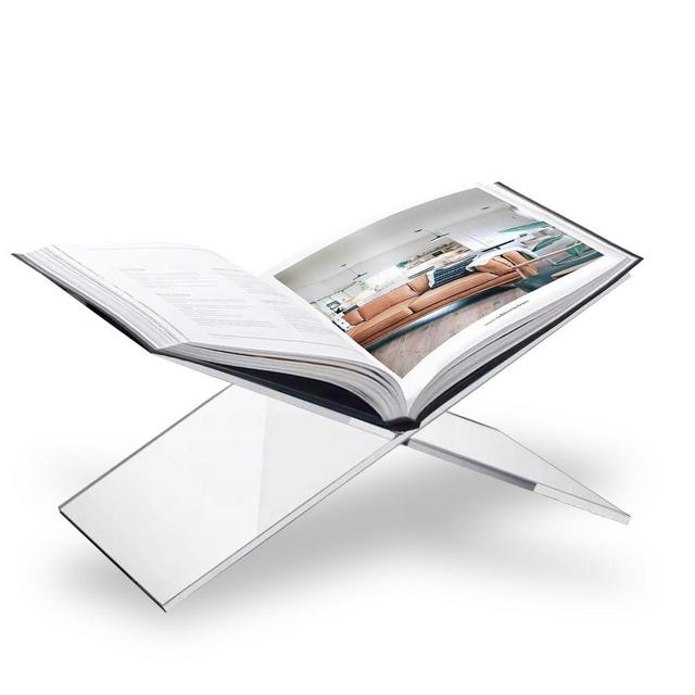 SK Acrylic Book Stand Large - 6 x 12 x 6” - Quran Holder Stand - Acrylic Book Holder for Coffee Table Books – Cookbook Holder - Cookbook Stand for Kitchen – Home Decor – Table Decor