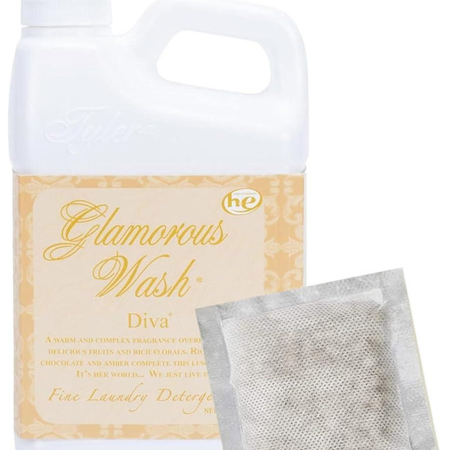 Tyler Candle Glamorous Wash Diva (32 OZ) Laundry Detergent/with Glamorous Sachet Single Pouch